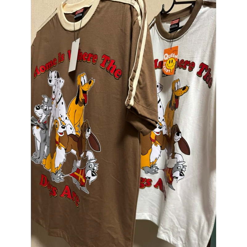พร้อมส่ง เสื้อยืด Oversize ตะกร้ารวมลาย ป้าย Queen ผ้าคอตตอน 100%