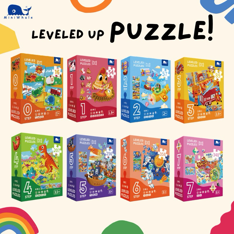 พร้อมส่ง ✅ Miniwhale Leveled Up Puzzle จิ๊กซอว์เลเวลอัพ สื่อการเรียนรุ้ เกมต่อภาพ