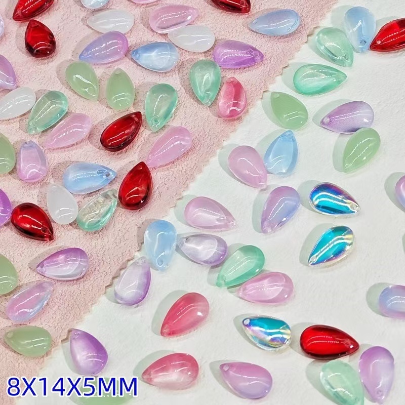 จี้ ทรงหยดน้ำ ปัดแก้วทรงหยดน้ำ คละสี แพ็ค 25 ชิ้น อะไหล่DIY