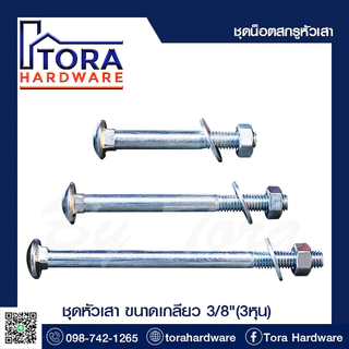 น็อตหัวเสาชุบซิ้งค์ขาวขนาด 3/8"(3หุน) สกรู+น๊อต+แหวน ชุดพร้อมใช้งาน