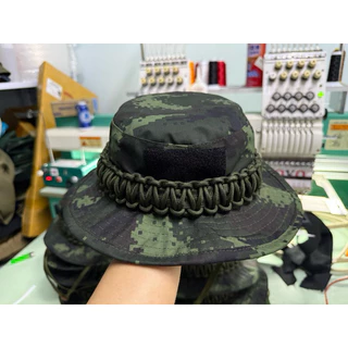 หมวกปีก สั้นสีดำ หมวกปีกถักเชือกพาราคอร์ดสีดำ ติดตีนตุ๊กแกหน้าหมวกขนาดรอบหัว58-60ชม และลายพรางอื่นๆ#สินค้ามีพร้อมส่ง