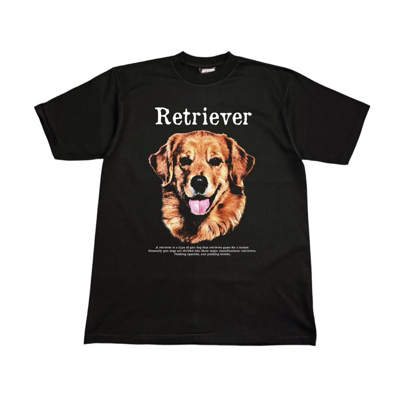 24HoursStudio : Retriever สีดำ/สีขาว เสื้อยืดคอฟิตโอเวอร์ไซส์ #DTG