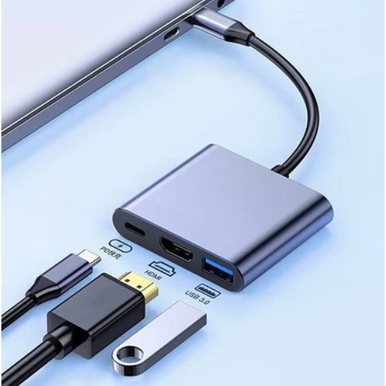 สายต่อมือถือเข้าทีวี USB Type c to HDMI Type C อะแดปเตอร์ USB 3 in 1 hub usb type c to hdmi