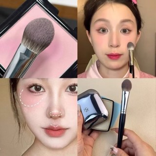 G183 แปรงแต่งหน้า แปรงปัดแก้ม ทรงแบนปลายโค้งมน ขนแปรงนุ่ม ไม…