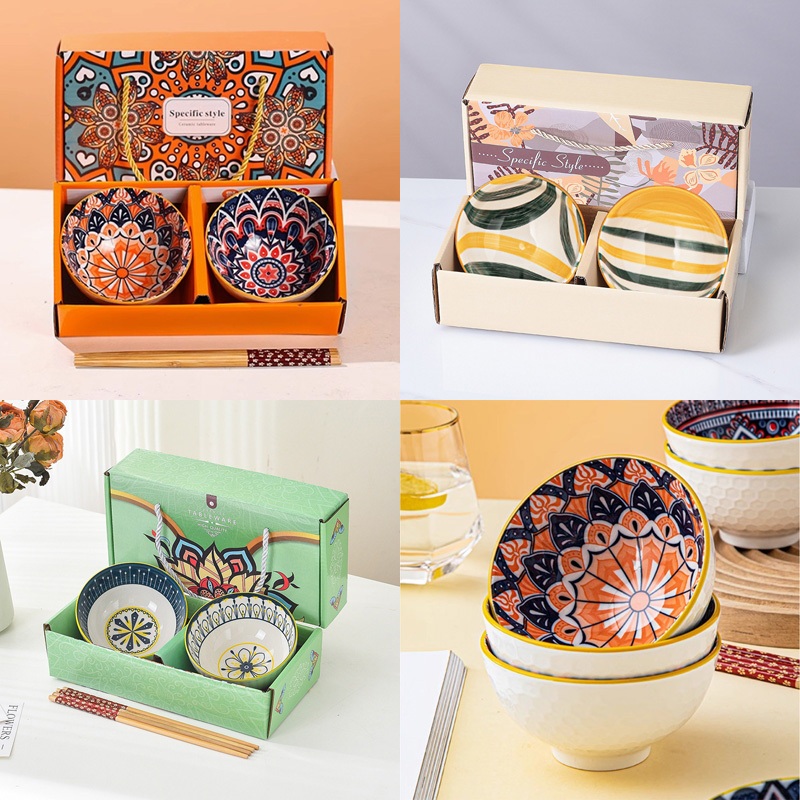 RAYPAL NEW ชุดถ้วยเซรามิก 2 ใบ พร้อมตะเกียบ ชุดของขวัญ ของรับไหว้ เซ็ทถ้วยเซรามิกสุดคุ้ม สินค้าพร้อมส่ง