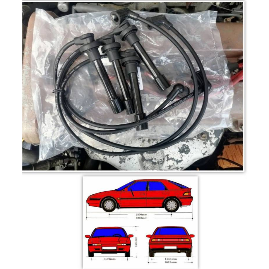 สายหัวเทียน Mazda Popup 323 เครื่อง 1.6 เเละเครื่องบล็อคเดียวกันใส่ได้หมดของใหม่สีดำ4เส้น