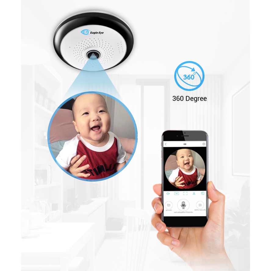 Eagle Eye กล้องวงจรปิดมุมมอง 360 องศาทรงจานบินรุ่น เหมาะสำหรับติดฝ้าเพดาน