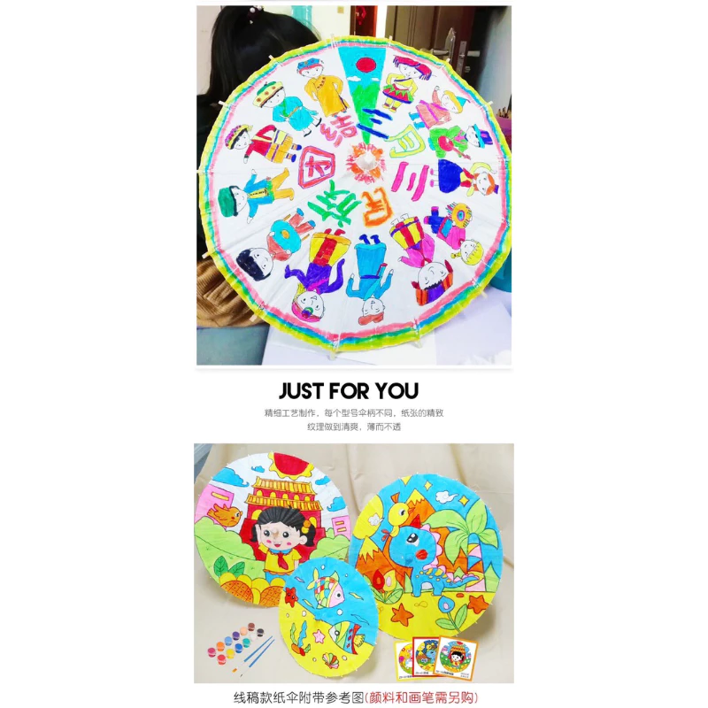 ร่มกระดาษ ร่มจีน ร่มไม้สีขาว ร่มระบายสี DIY thumbnail 6