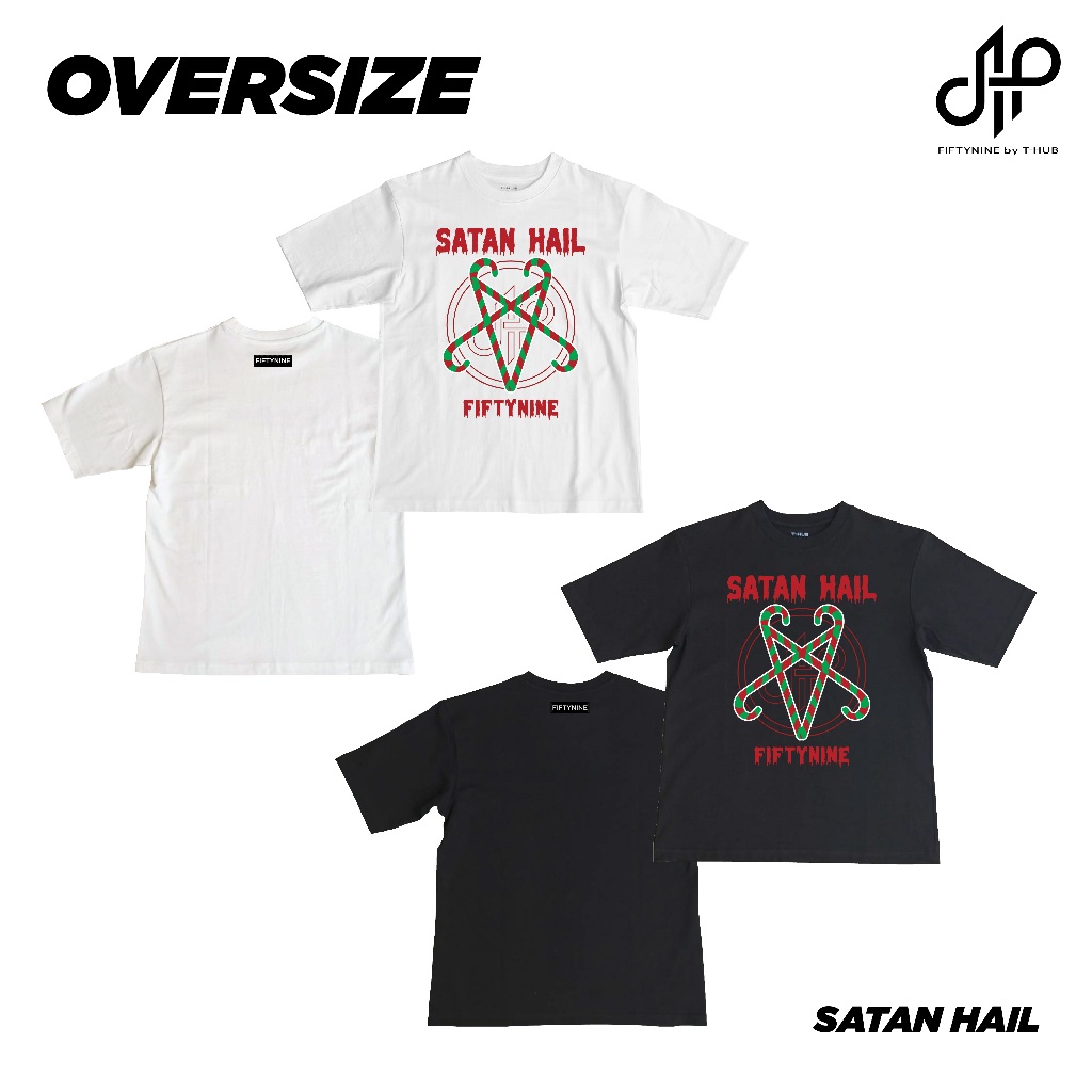 FIFTYNINE เสื้อยืดโอเวอร์ไซส์ oversized T-shirt-SATAN HAIL