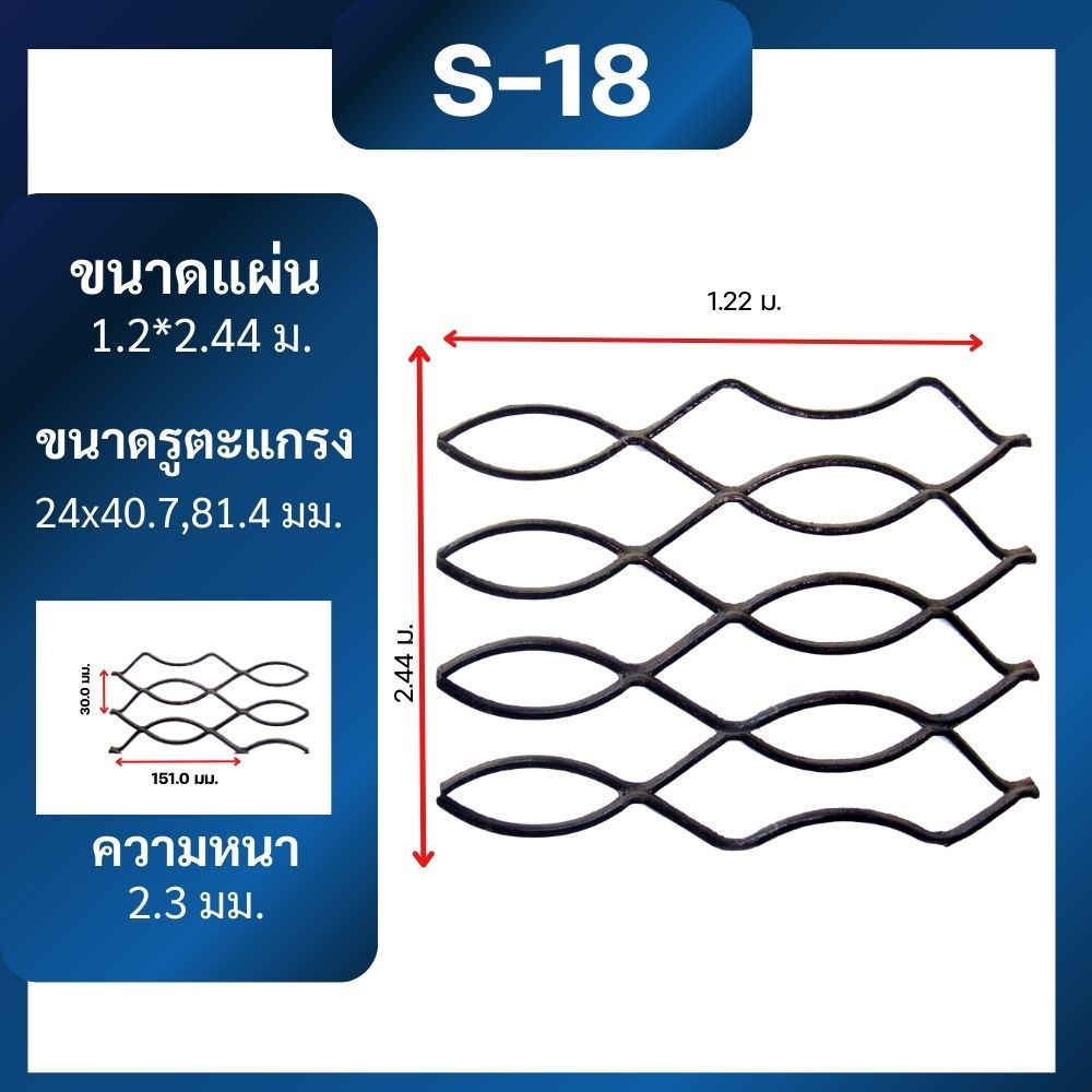 เหล็กฉีก S-18 ทำประตู หน้าต่าง บ้าน ด้วยตะแกรงเหล็กยี่ห้อวีแอนด์พี ราคา ถูกที่สุด โปรบีเคเค แกลเลอรีภาพที่ 2