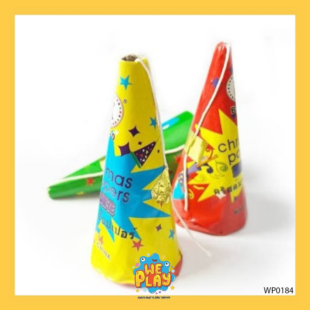 WE PLAY พร้อมส่ง Paper shoot พลุกระดาษ สายรุ้งดึง ขนาด 3 นิ้ว สำหรับงานฉลอง งานมงคล คละสี คละลาย - รูปที่ 2
