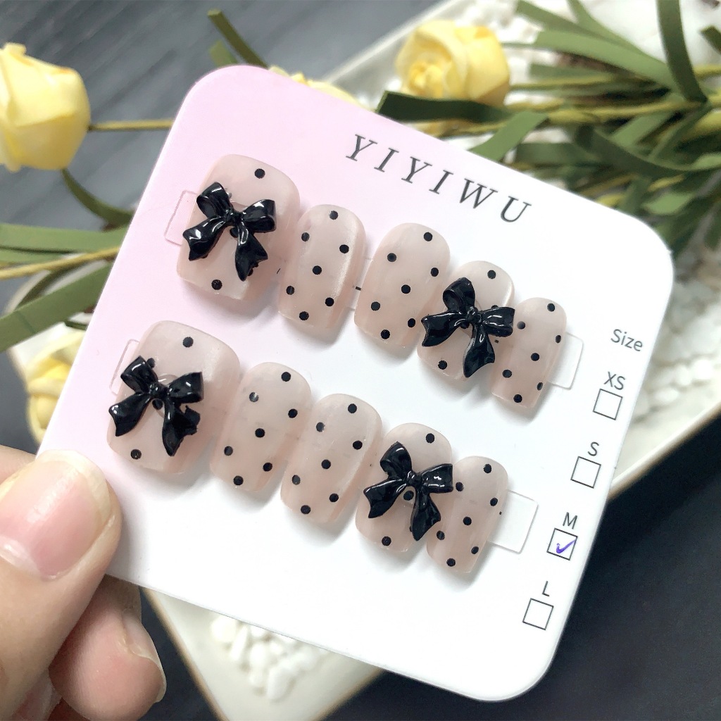 SZY110 เล็บปลอมสำเร็จรูป ทำด้วยมือ เล็บปลอมสำเร็จรูป เล็บปลอมสั้น เจลแท้ 100% กันน้ำ กล่องละ 10แผ่น