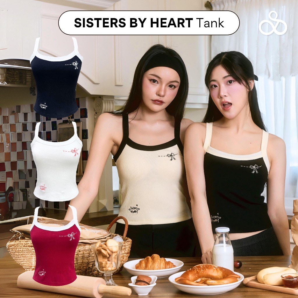 Sistersfabric - Sisters By Heart Tank เสื้อสายเดี่ยว เส้นหนา ปักลายโบว์