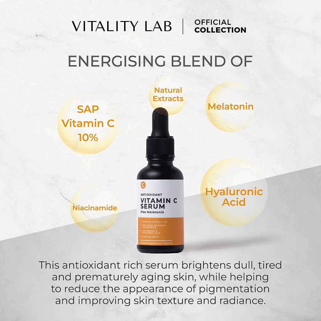 10% Vitamin C plus Melatonin Serum: เซรั่มวิตามินซี + เมลาโทนิน VITALITY LAB thumbnail 6