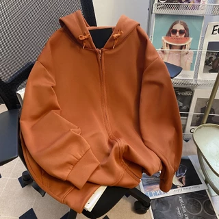 เสื้อกันหนาวแขนยาวมีซิปมีกระเป๋าและหมวก แจ็คเก็ตผู้หญิง งานห้าง เนื้อผ้าวอมคอตตอน100%7สี อก32-50