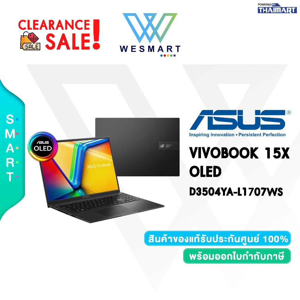 (Clearance0%) ASUS NOTEBOOK VIVOBOOK 15X OLED D3504YA-L1707WS : Demo ตัวโชว์/ประกันศูนย์ ASUS 2Year 