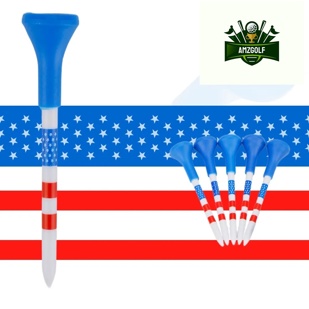 2Brother ทีตั้งลูกกอล์ฟ USA TEE GOLF ทีพลาสติก ทีกอล์ฟ (แพ็ค 10 ชิ้น) ขนาด 70/83 mm.