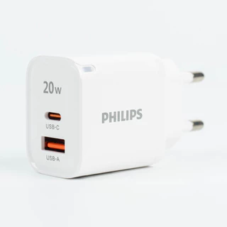 Philips หัวชาร์จเร็ว PD20W เทคโนโลยีล่าสุด GAN อะแดปเตอร์ 2 / 1 พอร์ต