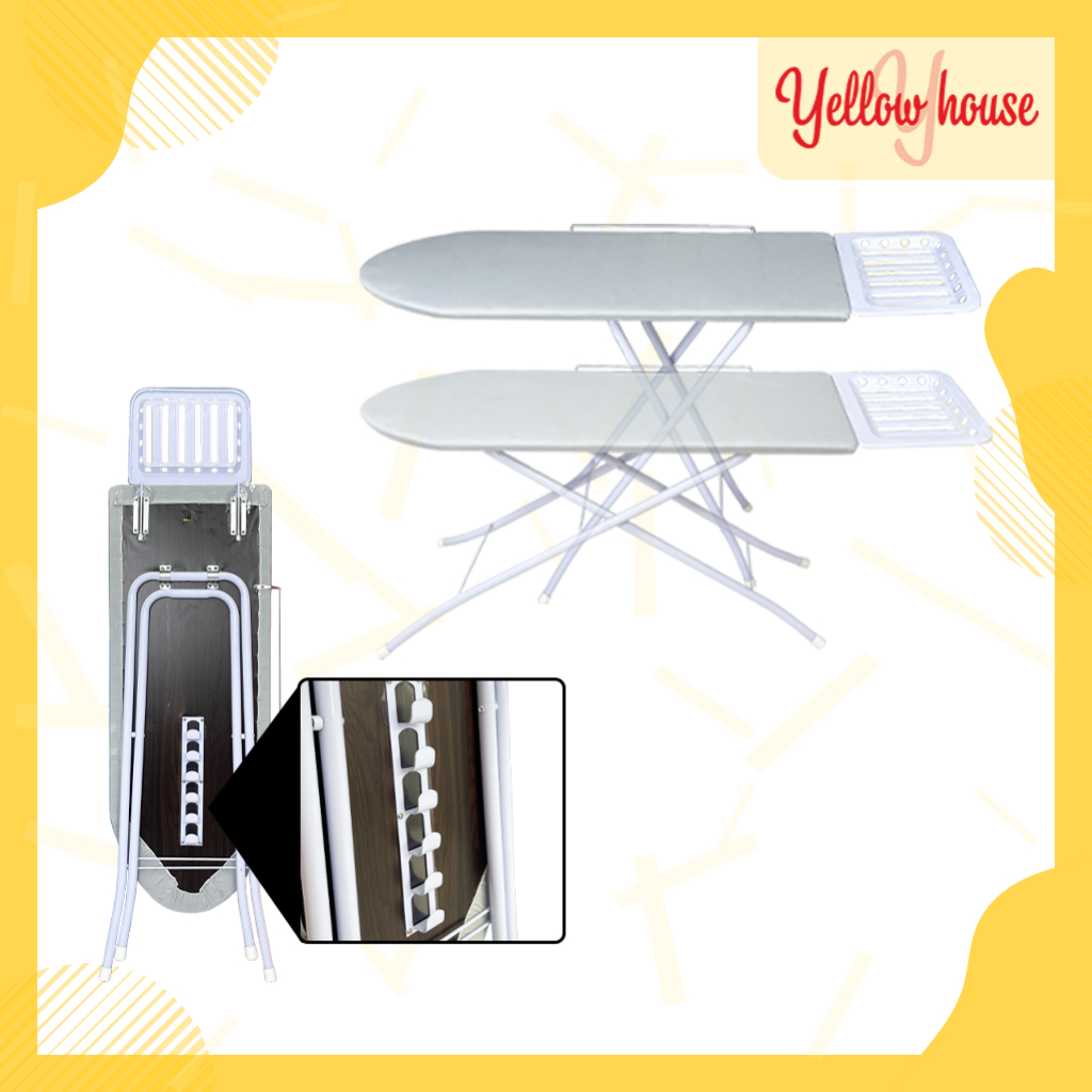 YellowHouse โต๊ะรีดผ้า รุ่น ตอง 6ระดับ (สีพื้นเทา) สามารถปรับได้ 6 ระดับ พับเก็บสะดวก