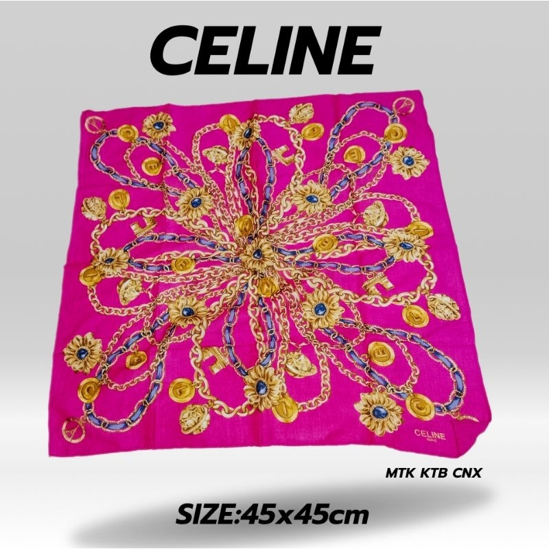 ผ้าเช็ดหน้าแบรนด์Celineแท้มือสอง