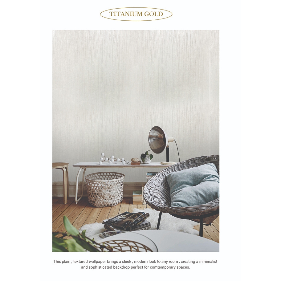 MDwallpaper วอลเปเปอร์ติดผนัง TITANIUM GOLD ชนิดทากาว ลายเรียบ