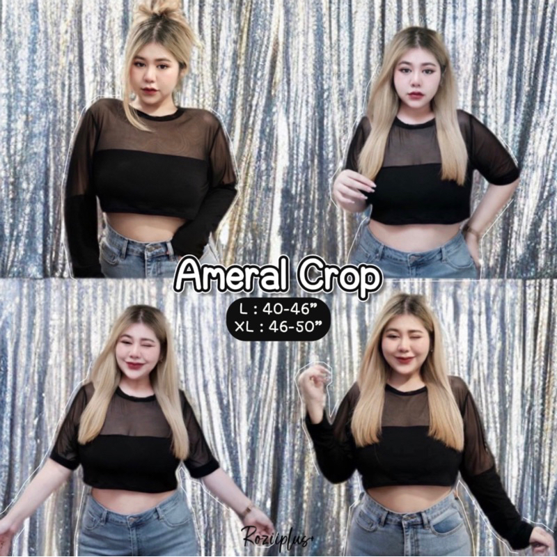เสื้อครอปซีทรู ผ้าสเปนเดกซ์  ตัดต่อซีทรูตะข่ายเนื้อดี ไม่คัน ผ้าเนื้อนิ่ม เซ็กซี่ยั่วยวนสุดๆ สาวต้องมีติดตู้น๊า