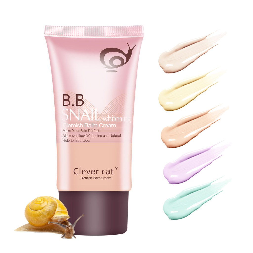 พร้อมส่ง บีบีหอยทาก  Clever Cat Snail B.B Snail Whitening Blemish Balm Cream 50ml.
