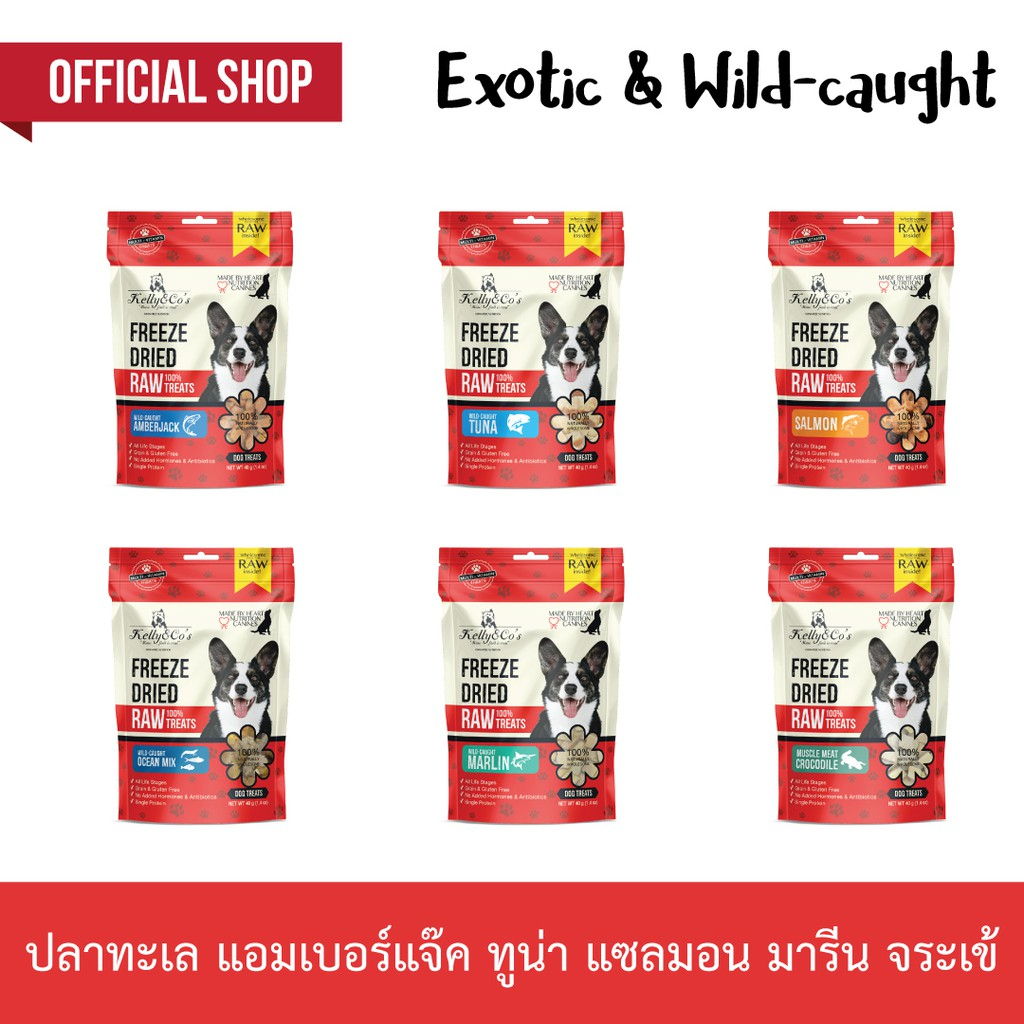 เคลลี่แอนด์โค ขนมฟรีซดราย รอว์ เอ็กโซติก สำหรับสุนัข 40กรัม