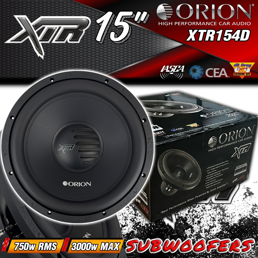 ซับวูฟเฟอร์รถยนต์เบสแรง !! ORION XTR154D 15 นิ้ว XTR SERIES 750W RMS | ซับวูฟเฟอร์ DVC 4 โอห์ม สูงสุ