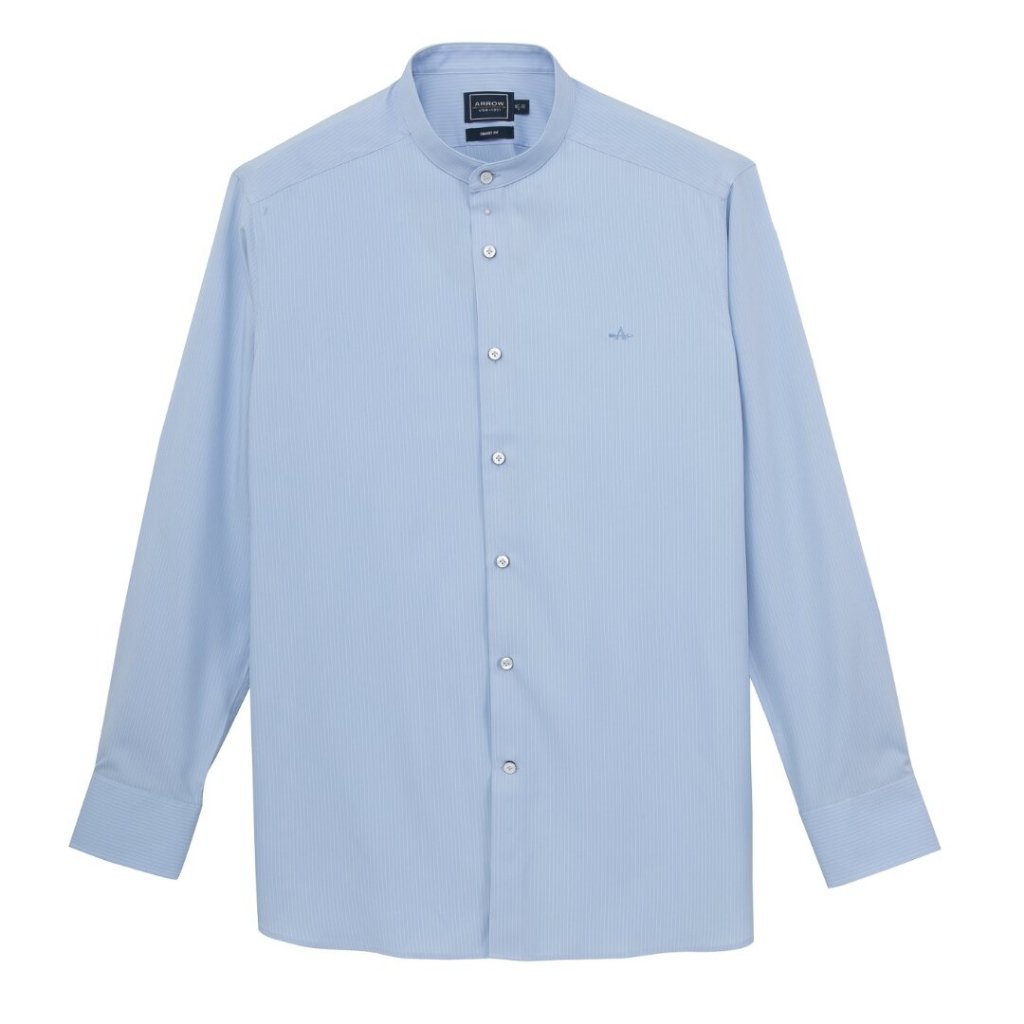 ARROW PROFREX SHIRT เบา สบาย ไม่ยับ แค่ลูบก็เรียบ - เสื้อเชิ้ต คอจีน แขนยาว ทรง SMART สีฟ้า MACM305 BU