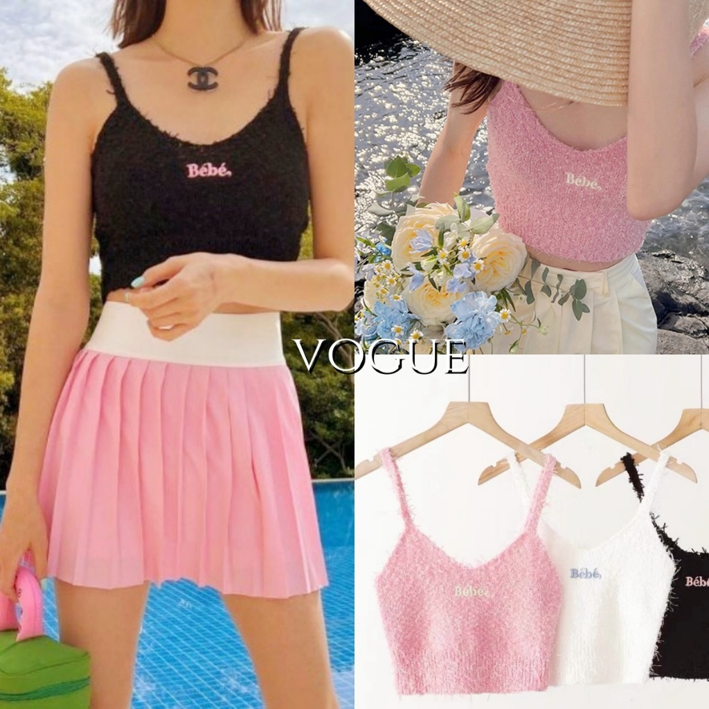Vogue พร้อมส่ง สายเดี่ยว สายเดี่ยวสีดำ พิมพ์ลวดลาย เซ็กซี่ (5K51)