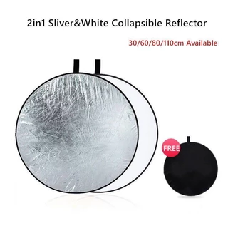 2in1เงินสีขาว30/60/80/110ซม. Handhold Multi พับแบบพกพา Disc Light Reflector สําหรับถ่ายภาพ