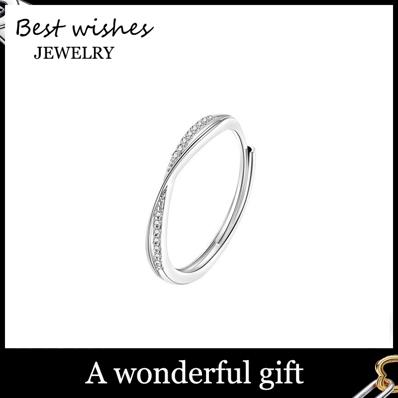 WG Jewelry แหวน แหวนแฟชั่นปรับได้ แหวนสุภาพสตรี เรียบง่าย WG-J004 ของขวัญ