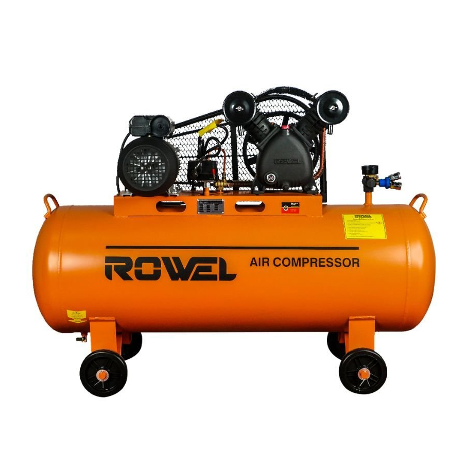 ROWEL ปั๊มลมสายพาน สีส้ม รุ่น RW-AC-BV2065-150 ขนาด 150 ลิตร กำลัง 3 HP แรงดัน 8 บาร์ BELT DRIVE AIR