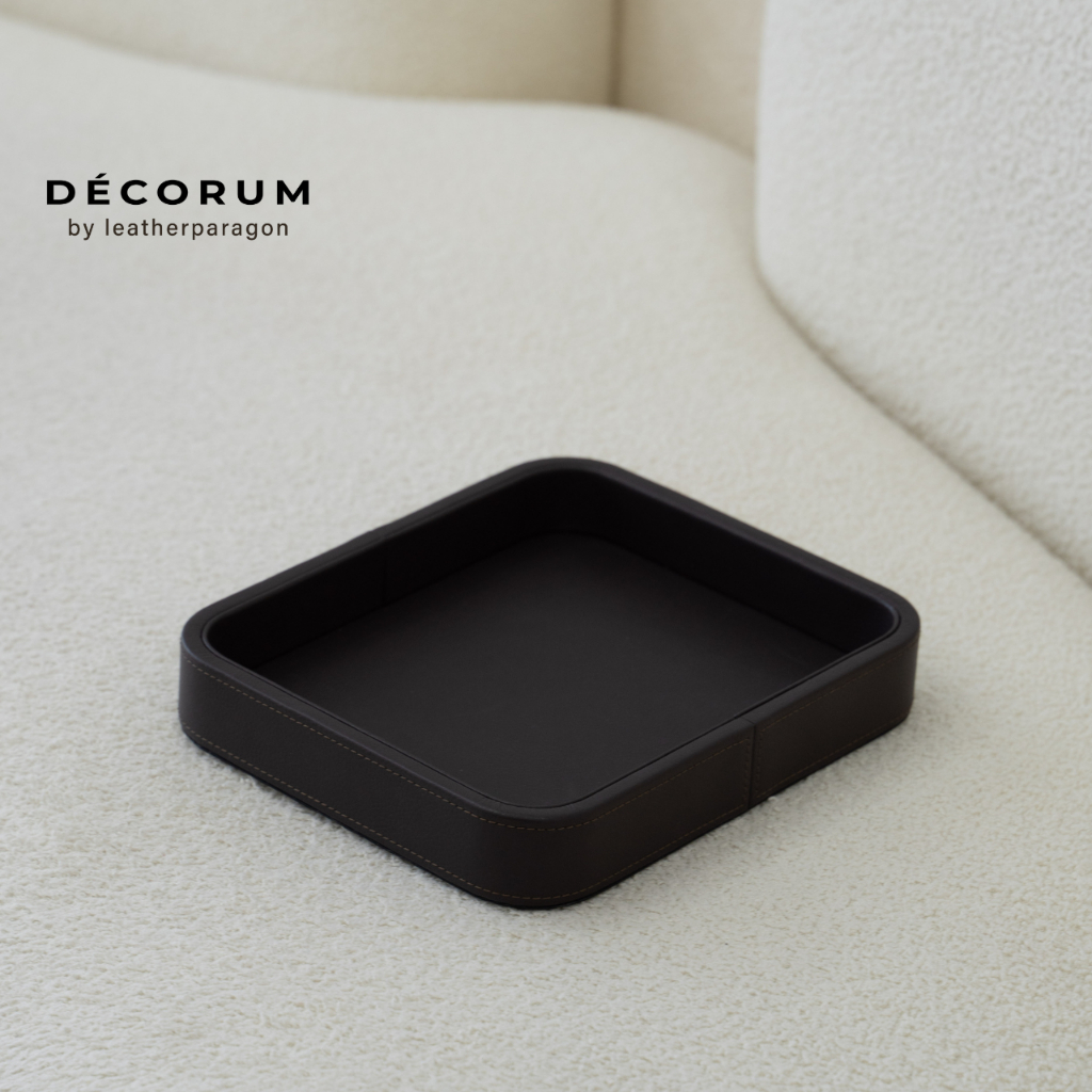 Decorum - Small Leather tray with round corner ถาดหนัง ใส่ของ เครื่องประดับ ตกแต่งบ้าน โรงแรม