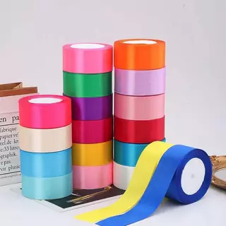 ริบบิ้นผ้าซาตินหน้าเดียว 4CM (40 มม.) 25 หลา / ม้วน