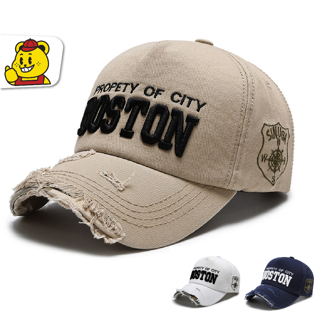 BIGGIANT หมวกเบสบอลปักตัวอักษร BOSTON (H-839)
