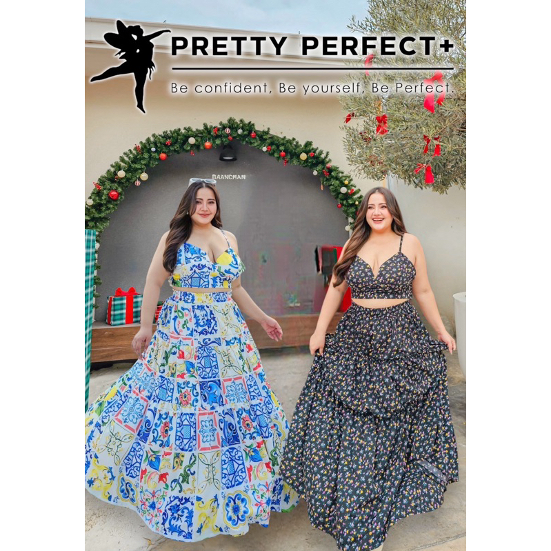 Pretty perfect set ชุดเซ็ต เสื้อสายเดี่ยว สม๊อคหลัง +กระโปรงยาว งานสวยเซ็กซี่ อก 40-60”