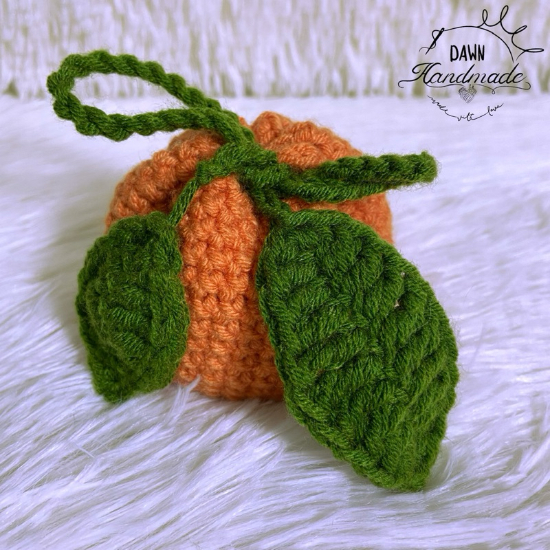 กระเป๋าส้มจิ๋ว กระเป๋าถักไหมพรม กระเป๋าหูรูด | Mini Orange Pouch