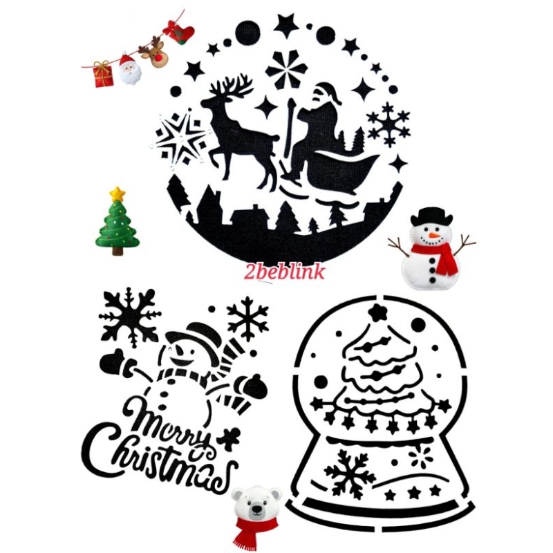 🌲มี 7 link🌲แผ่นพลาสติกฉลุลายคริสต์มาส (10 x 10 ซม.)​ใช้สร้างลายได้ง่ายๆค่ะ