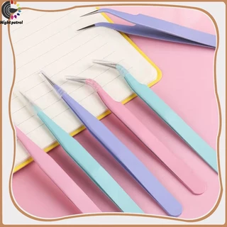 แหนบสเตนเลส หลากสีสัน โค้ง / ตรง TWEEZERS ปากคีบสติ๊กเกอร์ DIY