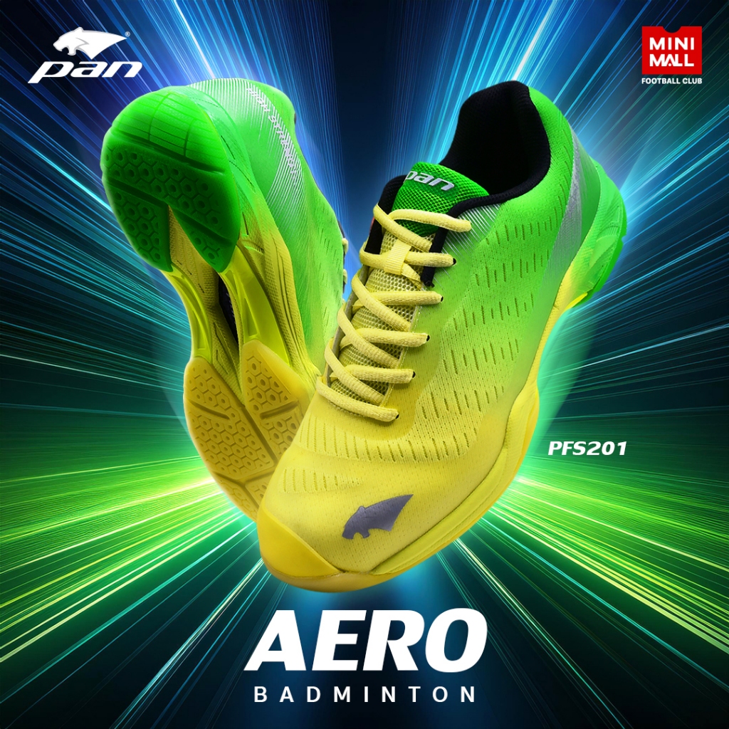 รองเท้าแบดมินตัน PAN รุ่น AERO รหัส PFS201 รองเท้าแบดมินตัน หนังไมโครไฟเบอร์ ทนทาน เหมาะสำหรับกีฬาใน