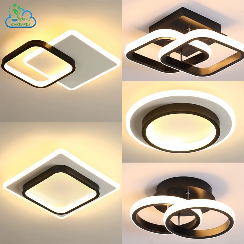ไฟ 3 สี ​​LED โคมไฟเพดานนอร์ดิก เพดาน มินิมอลลิสต์ ไฟห้องนอน ไฟแต่งห้อง ห้องนั่งเล่น ทางเข้า ห้องครัว ทางเดิน ไฟประดับ