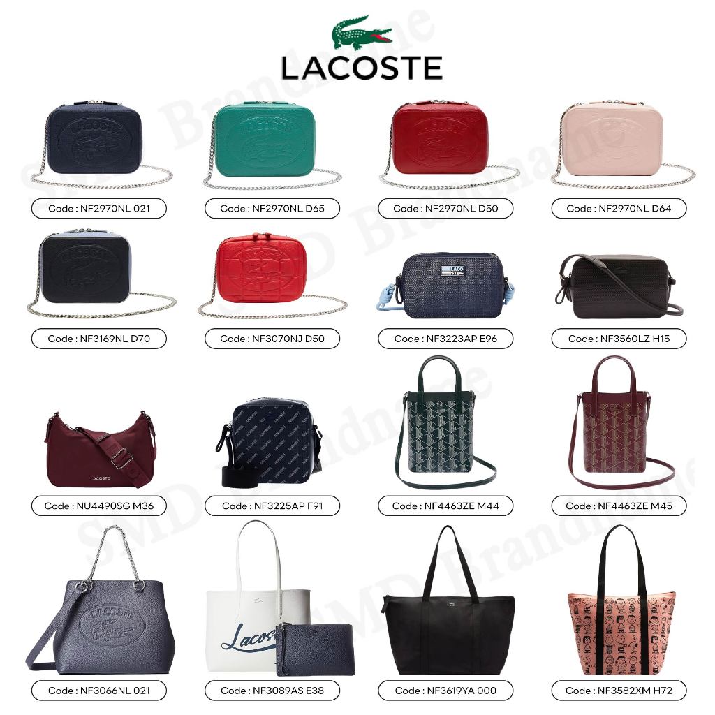 Lacoste กระเป๋าสะพายข้างผู้หญิง กระเป๋าสะพายไหล่ คล้องไหล่ [สินค้าแท้ 100%]