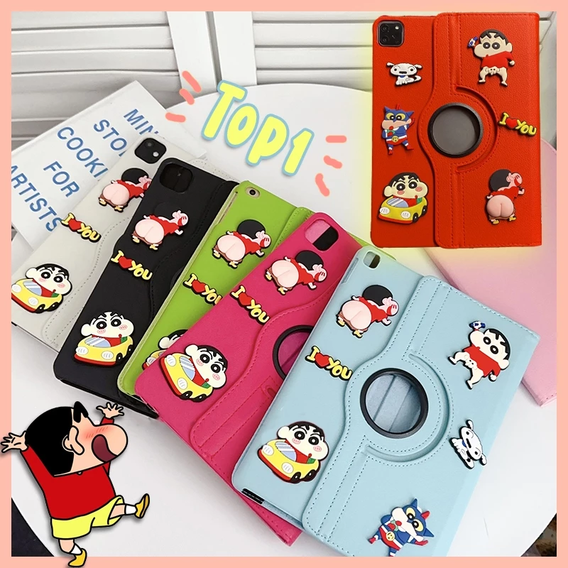 🌻24 ชั่วโมง🌻เคสป้องกัน iPad หมุนได้ 360°เครยอนชินจัง มีสีสัน เหมาะสำหรับรุ่น gen12/11 Air8 air7/6