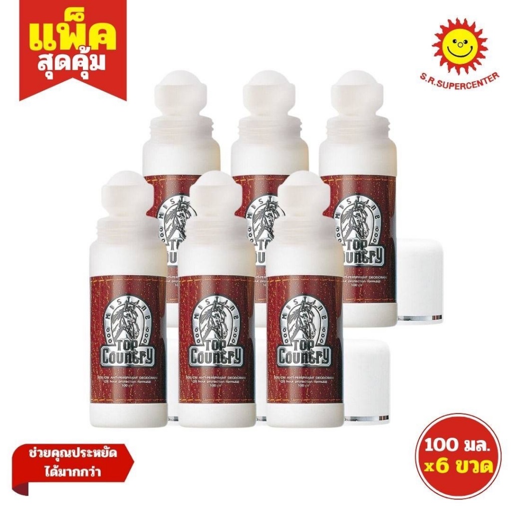 [ 1แพ็ค ] Mistine มิสทิน ท็อป คันทรี่ โรลออน ขนาด 100 มล. (แพ็ค6ขวด)