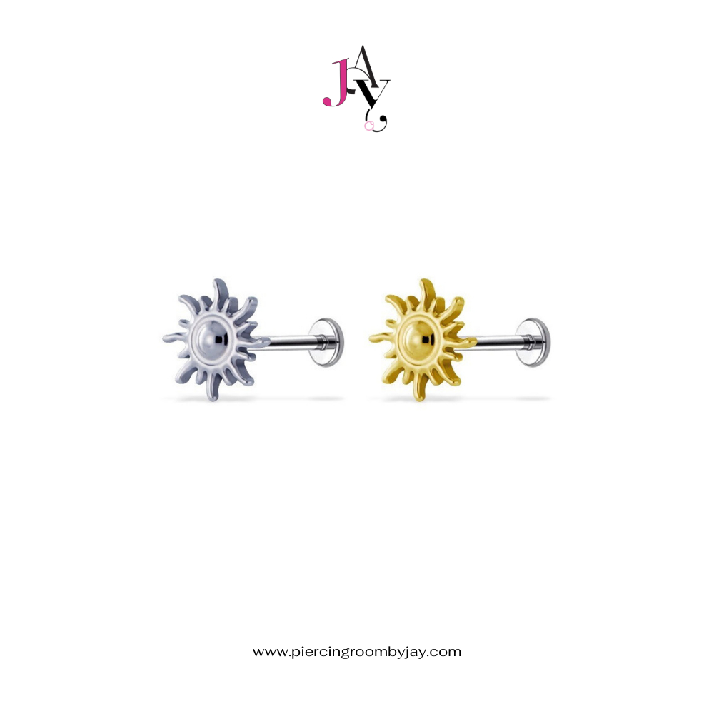 Piercingroom by Jay จิว/ต่างหูแป้นแบน สำหรับผิวแพ้ง่าย Sun Plain Titanium เกรดการแพทย์ (ราคาต่อชิ้น)
