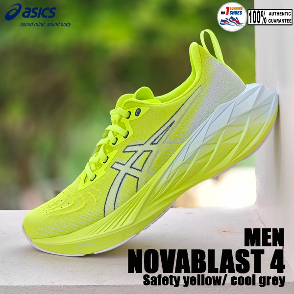 [ Men] Asics รุ่น Novablast 4 1011B693-750 สี Safety yellow/ cool grey, FF Blast+ ของเเท้ 100%
