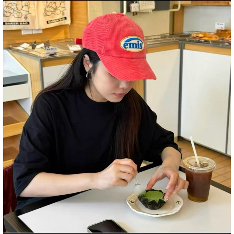 ‼️พร้อมส่ง ‼️หมวกEMIS ผ้าลูกฟูกสีส้ม🍊นารักมากกกกก