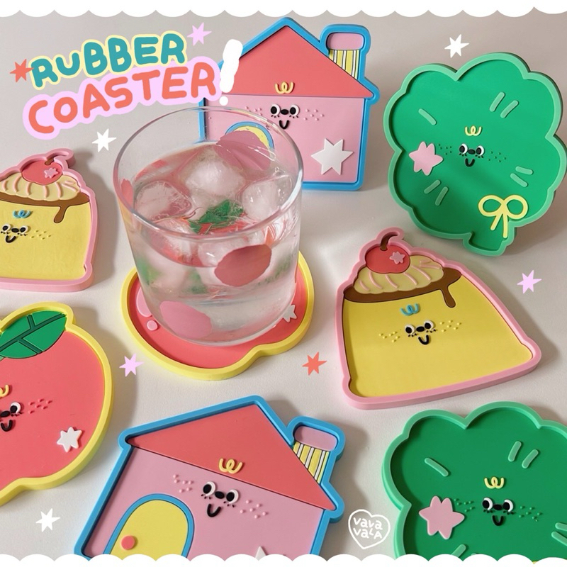 Vavavala - Rubber Coaster ที่รองแก้ว ยางรองแก้ว แผ่นยางซิลิโคน ลายน่ารัก